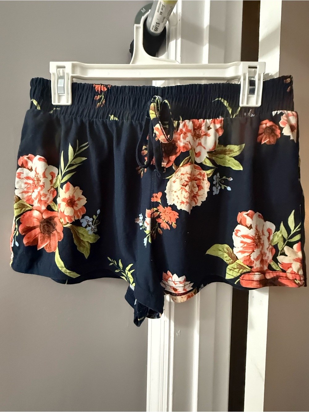 Stella Tweed Navy Shorts with Coral and Cream Floral